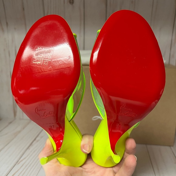 Christian Louboutin Just Arch 100 PVC Slide Sandal Flou Yellow Sz 37 / 7 - Picture 13 of 13